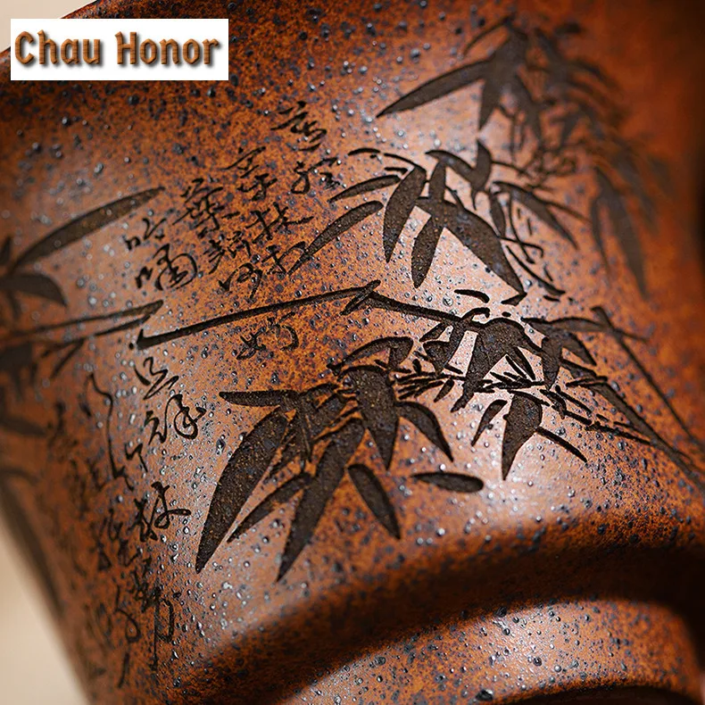 175ml Handmade Wood-fired Purple Clay Gaiwan Tea Tureen Bamboo Tea Bowl With Lid Kit Tea Making Cover Bowl Tea Services Gifts