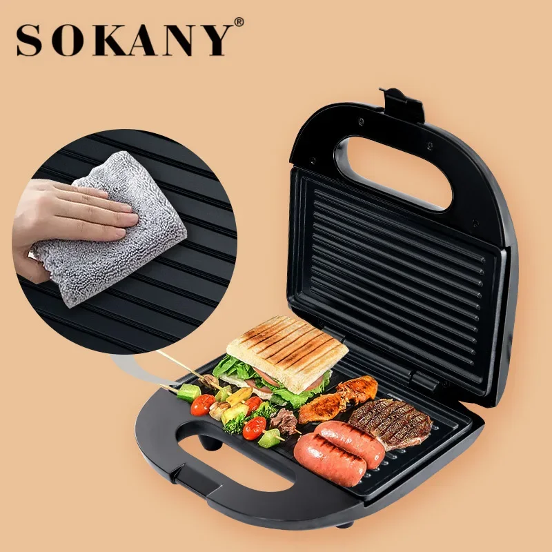 Sandwich Maker, Waffle Make, Electric Panini Press Grill, Sandwich Toaster, LED Indicator Lights, Cool Touch Handle, Black biolomix 2000w electric contact grill digital griddle and panini press optional waffle maker plates opens 180 degree barbecue