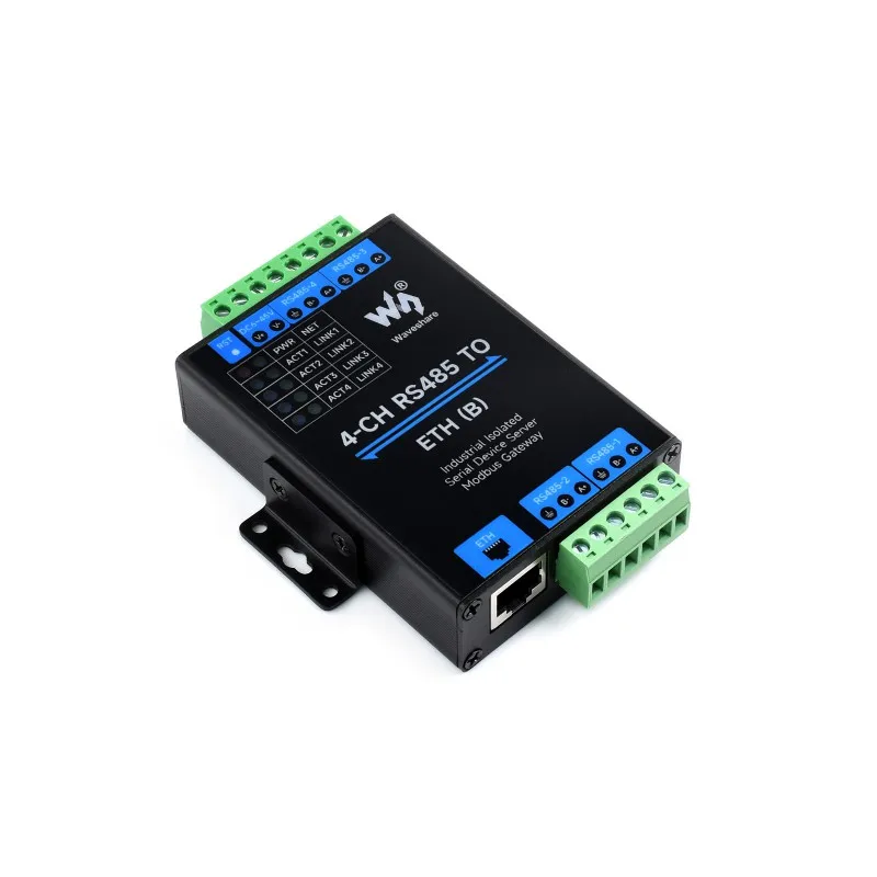 

4-Ch RS485 to RJ45 Ethernet Serial Server, 4 Channels RS485 Independent Operation, Rail-mount Industrial Isolated Serial Module,