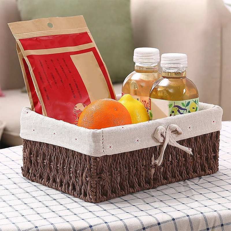Description Picture 6 of itemHandmade Storage Baskets Snack Picnic Basket Handmade Rattan Basket Hand Woven Sundries Organizer Closet Wicker Baskets