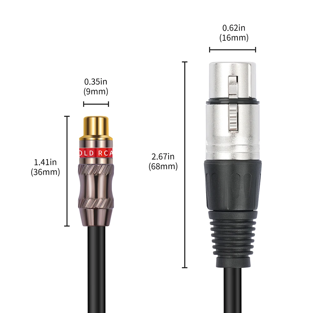 30Cm RCA Female To 3Pin-XLR Female Adapter Cable RCA Female To 3Pin-XLR Female Adapter Cord for Speaker