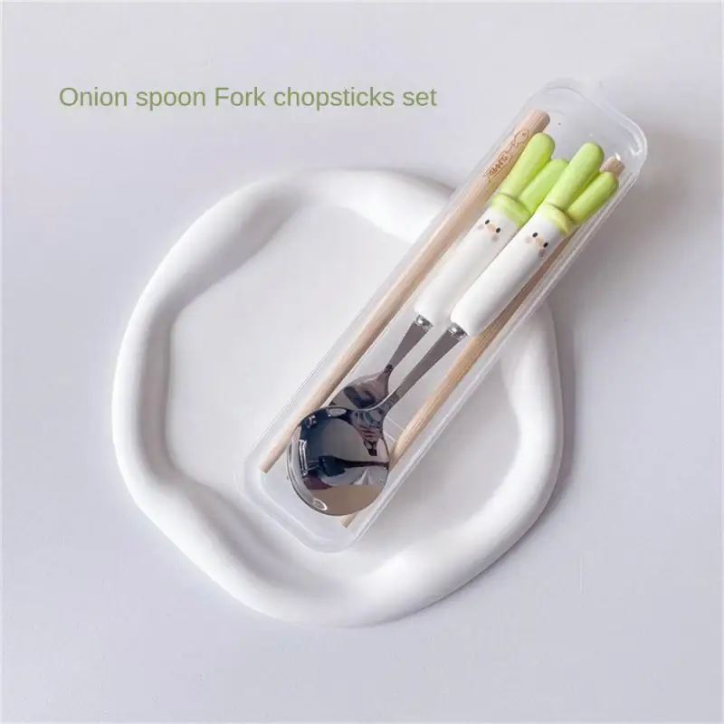 휴대용 세라믹 스푼 포크 세트, 귀여운 식기 젓가락, 글리치 없음, 휴대용 커트레이, 편안한 그립 스푼 세트