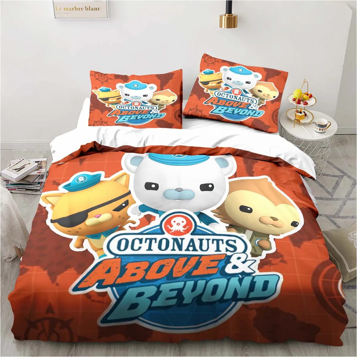 

The Octonauts Cartoon Bedding Set Bedroom Bed Three-piece Set Single Double Bed King Size Quilt Cover And Pillowcase Kid's Gift