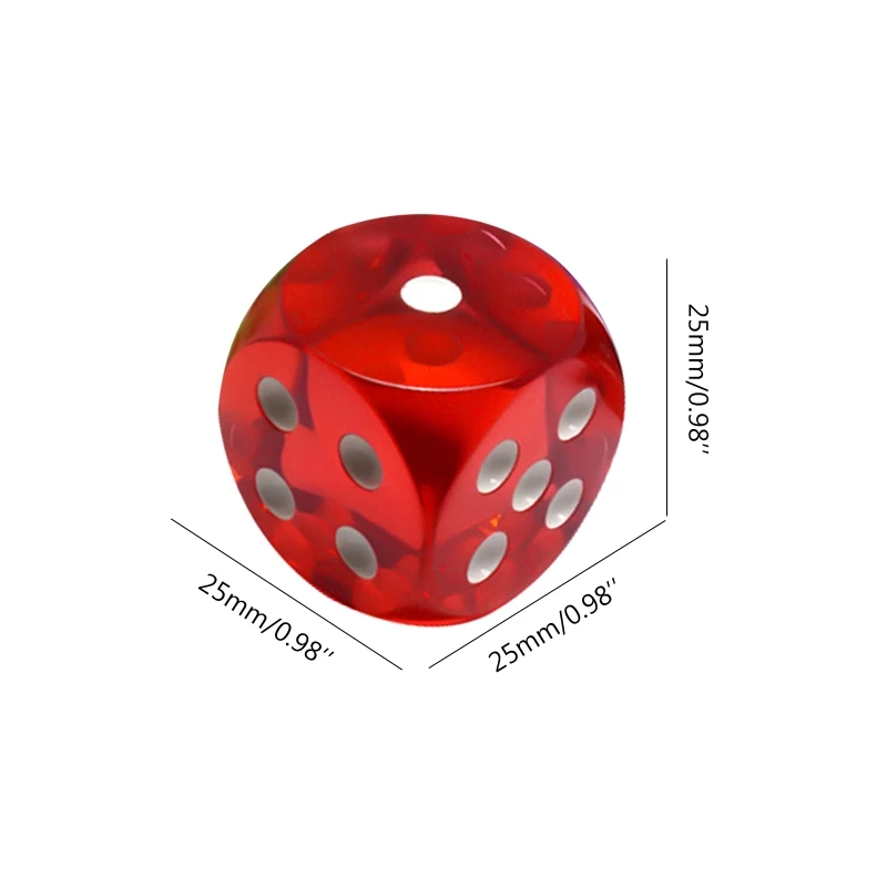 Game Dice Dice Set 5 Pcs 25mm Transparent Dices 6 Sided Waterproof Crystal Dices Round Corners Board Game For Teaching Projects