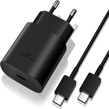 Caricatore da muro veloce USB C 25W con cavo di ricarica rapido da USB C a tipo C per Samsu Galax S25 24 S23 S22 S21 S20 Nota 10 IPhone 15 16