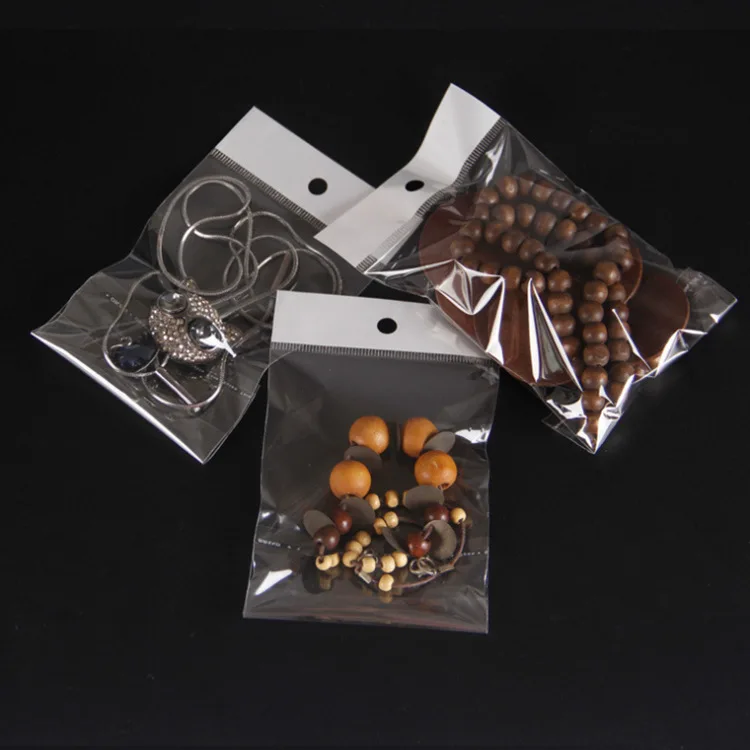 Transparent Self Adhesive Bag Plastic Hanging Opp Pouches Seal Gift Bag for Handmade Jewelry Display Retail Packing Bags 100pcs