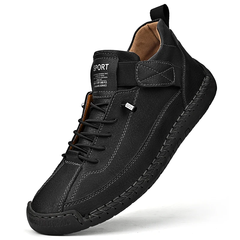 Hand-stitched Leather Shoes for Men Outdoor Light Non-slip Walking Casual Shoes Men Big Size 47 48 Slip-On Driving Loafers 2