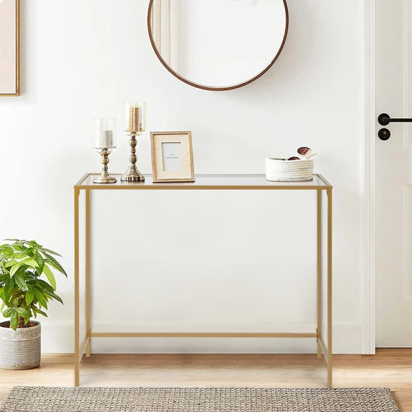 Console Sofa Table Modern Entryway Table Tempered Glass Table
