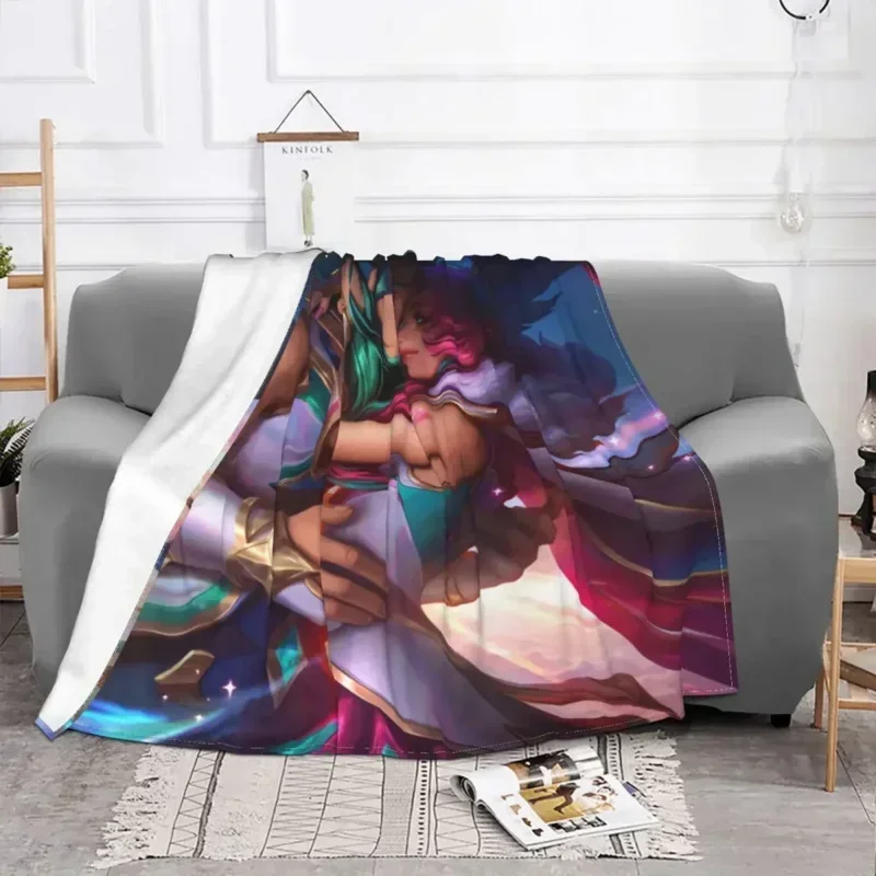 LOL League of Legends Game Star Guardian Xayah Rakan Portable Warm Throw Blankets for Bedding Travel 2