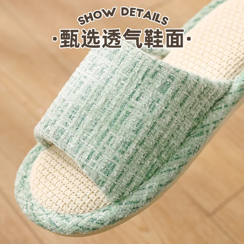 QYCKABY Retro Linen Flip Flops For Women Men Outerwear Summer Flat Bottomed Beach Slippers Breathable Non slip Home Sandals