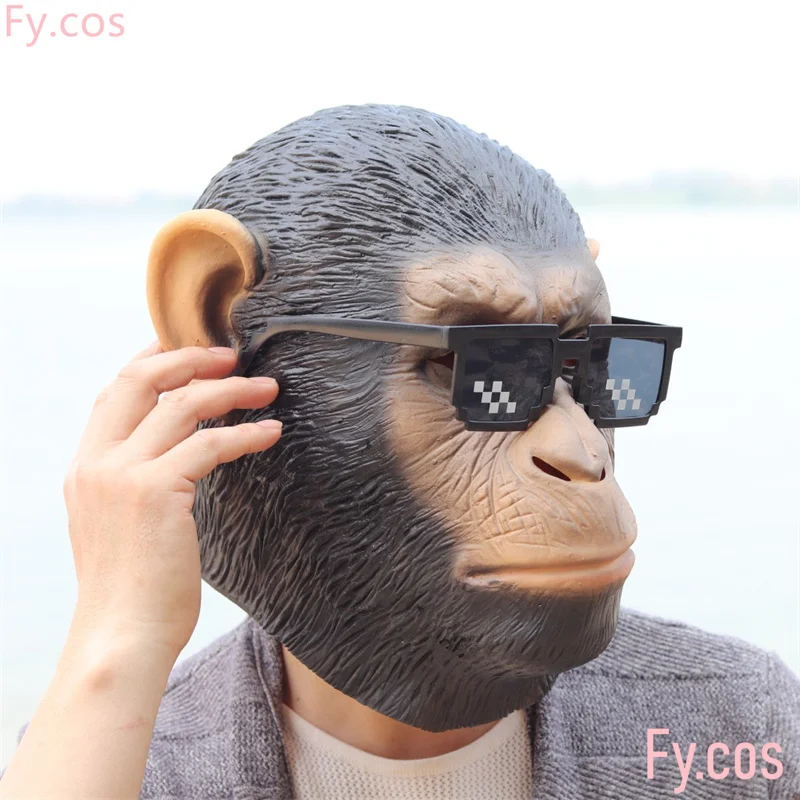 Monkey Mask Novelty Special Use Funny Gorilla Chimp Animal Full Face Latex Halloween Rave Cosplay Adult Men Disguise Costume