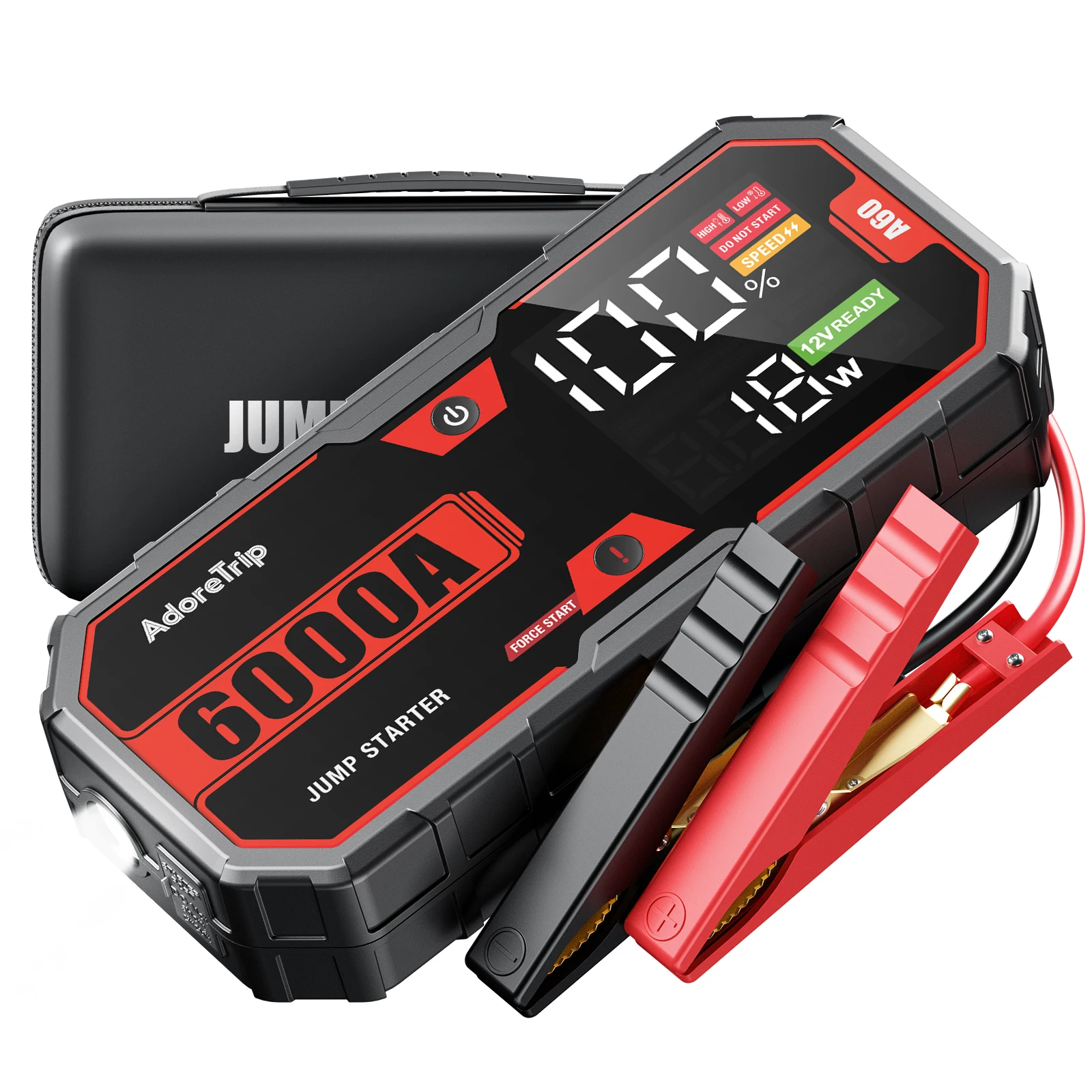 AdoreTrip 20000mAh Car 6000A Portable 12V Jump Starter Power Bank 12V Auto Battery Emergency Charger Booster Starting Device