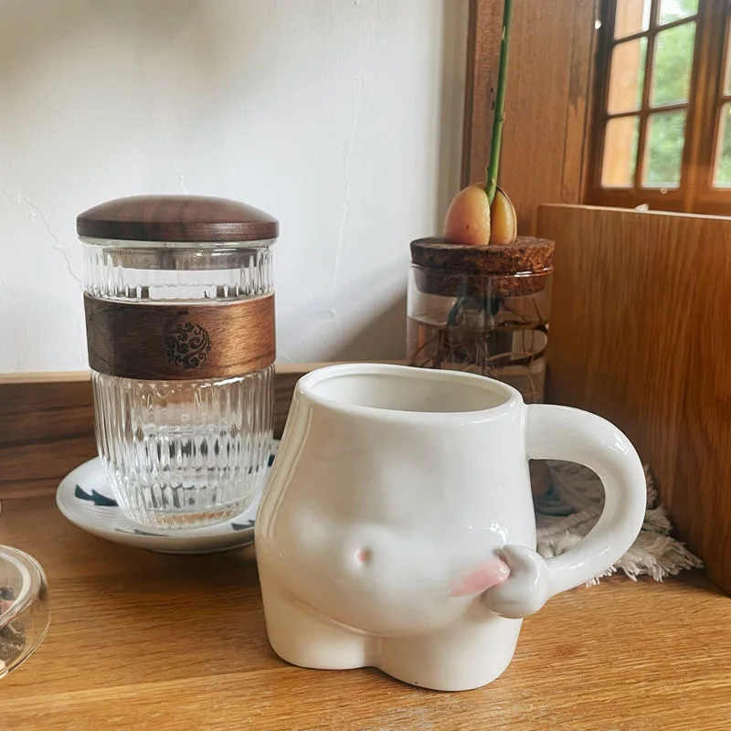 

320ml Kawaii Ceramic Mug Creative Pinch Belly Cute Coffee Milk Tea Water Cups Body Art Girls Strange Funny Coffee Mugs Gifts