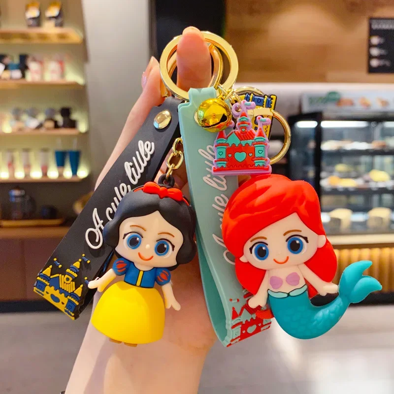 2024 neue Disney Prinzessin Meerjungfrau Anime Cartoon Anhänger Schlüssel  bund Halter Auto Schlüssel ring Handy tasche hängen Schmuck Kinder Geschenke