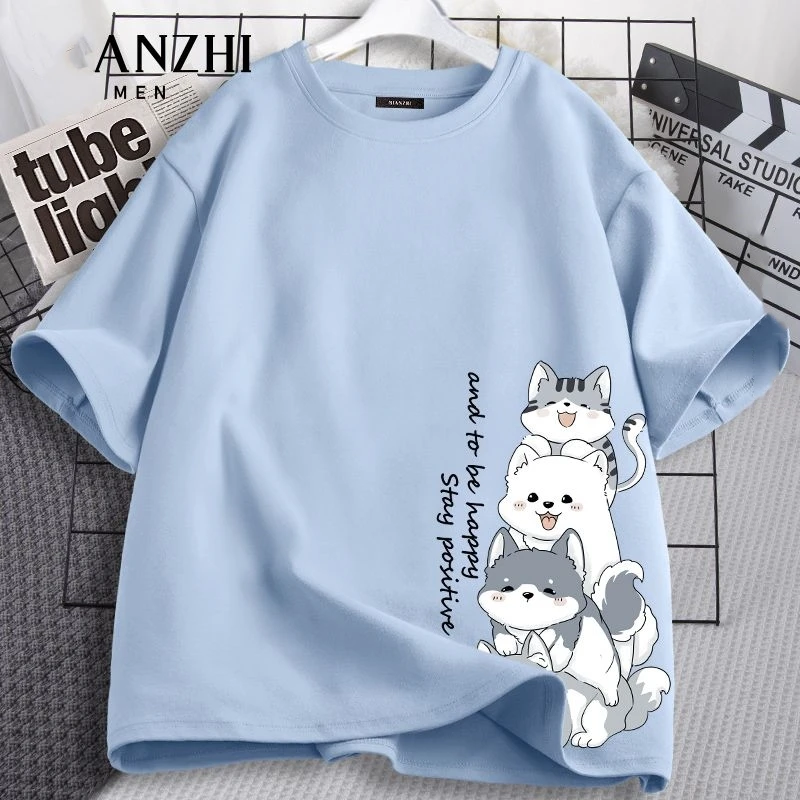 Kids Summer Cotton Short Sleeve T-Shirt Top Cute Critter Print Girls School T-Shirt Home Soft Pajama T-Shirt Street Tee Tops 2