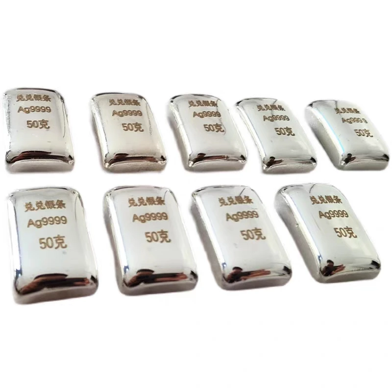1pcs Ag9999 50g high purity Silver Bars Ingot with Stamp Sterling Silver Bullion for accessories free shipping