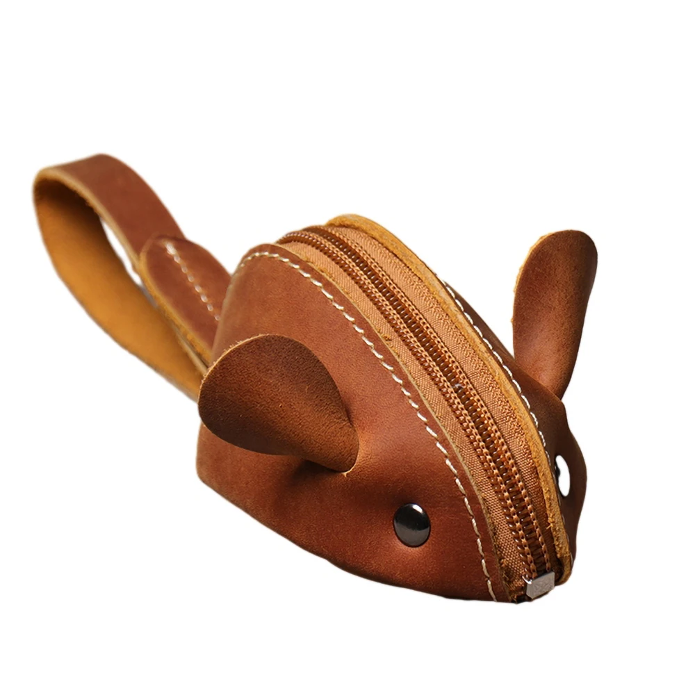 NASVA Genuine Leather Big Coin Purse Creative Lovely Rat Zipper Key Case Men Women Portable Key Wallets Children's Bags coin purse plush coin purse coin wallet change bag key case