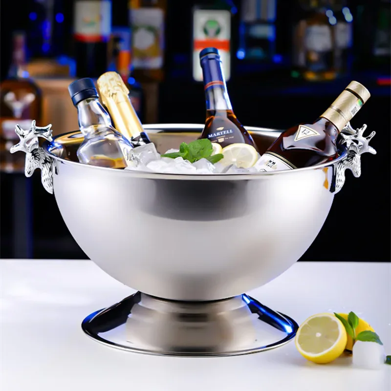 

Stainless Steel Champagne Ice Bucket, KTV Bar Party Ice Wine Basin, Living Room Decoration, Creative Home, Hotel and Restaurant