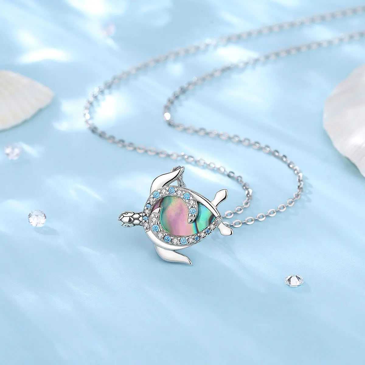 Eudora Collana in argento sterling 925 con tartaruga marina per le donne Conchiglia di abalone Cavalluccio marino Polpo Balena Ciondolo Ocean Gioielli Regalo per feste  36