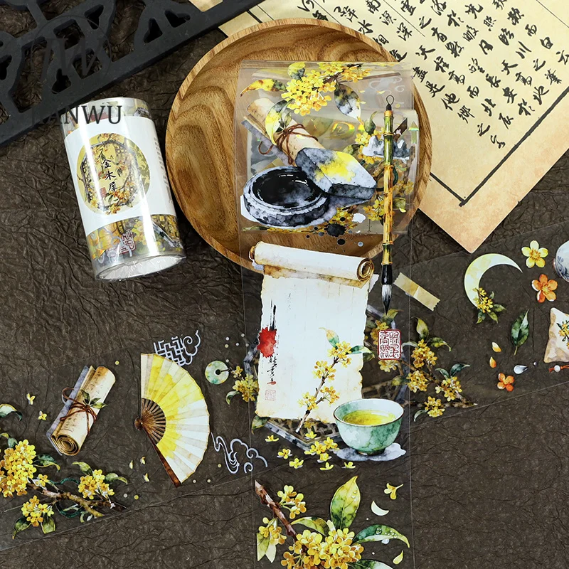 JIANWU 70mm * 200cm 빈티지 꽃 풍경 소재 콜라주 스크랩북 PET 테이프 크리 에이 티브 DIY 저널 문구