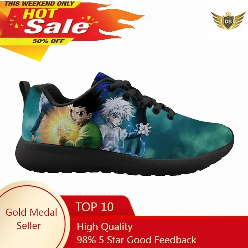 Male Shoes Hunte X Hunter 3D Printed Non-slip Sneakers Summer Classic Anime Flats For Men Breathable Lace-up Shoes