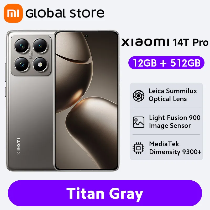 Xiaomi 14T Pro 5G Smartphone Global Version Dimensity 9300+ CPU AI