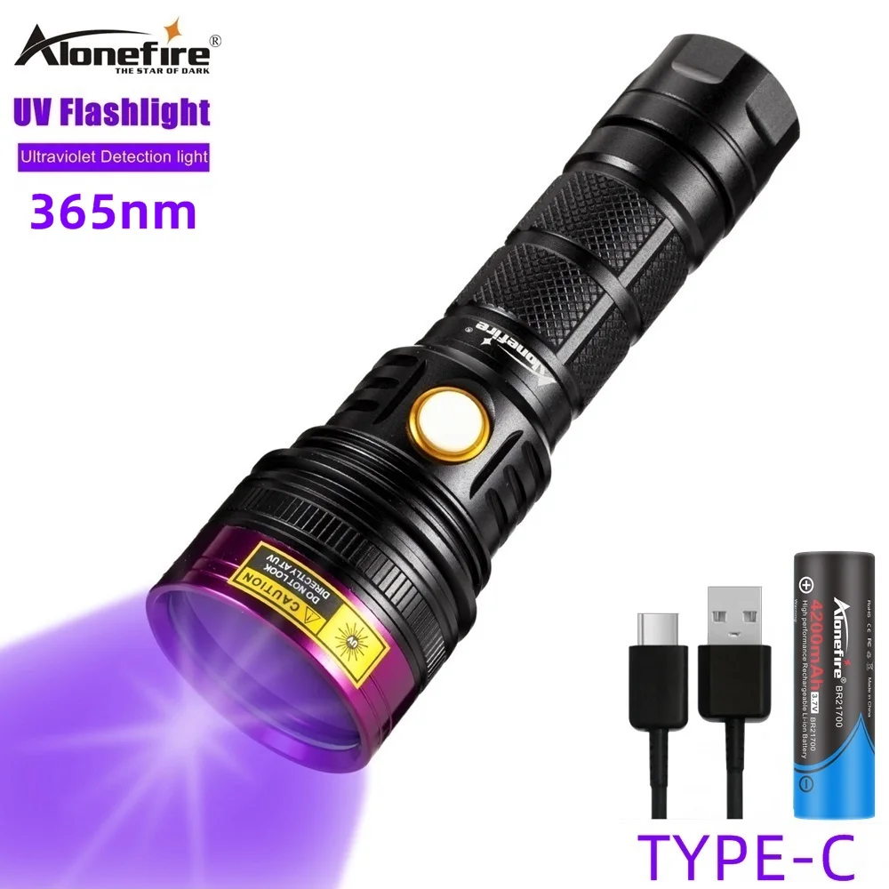 Фото Светодиодный УФ-фонарик Alonefire SV18, Аккумуляторный Ультрафиолетовый Невидимый фонарь с пятнами животных, охотничий маркер, 20 Вт, 365 нм №1