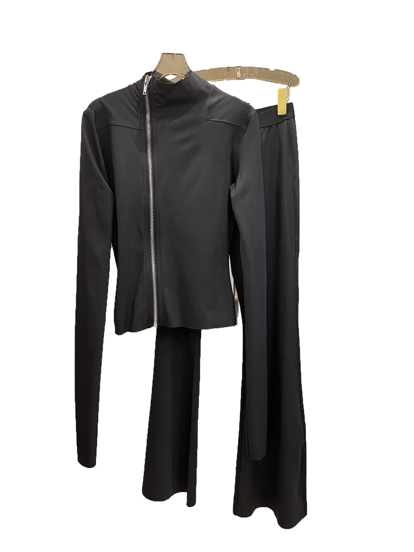 

Oblique Zipper Jacket Flared Pants Set Fashionable and Comfortable Simple Atmosphere 2024 Fall New Products