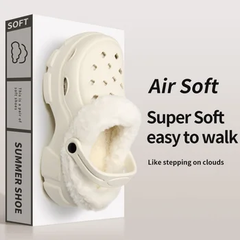 Women's Winter Cotton Shoes, Thick Sole, Anti-Slip, Indoor/Outdoor, Fleece Lined, Warm, Removable Soft Sole, Peep Toe Design 1