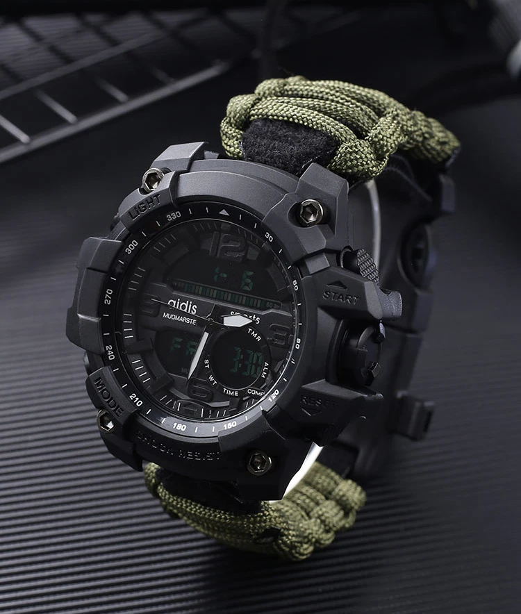 ADDIES Outdoor Survival Watch Multifunctional Waterproof Military Tactical Paracord Watch Bracelet Camping Hiking Emergency Gear