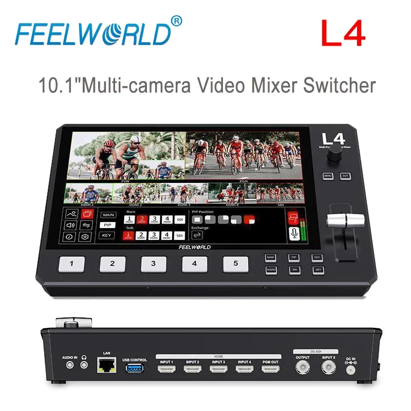 

5-канальный смеситель для мультикамеры FEELWORLD L4, 10,1 дюйма, USB3.0