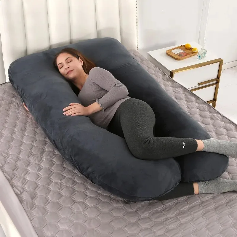 Pregnancy Pillow Pregnancy Body Pillow Multifunction Soft Crystal Velvet Side Lying Waist Support U-shaped Cushion Pregnant Women's Waist Pillow