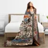 Antique Persian Isfahan Silk Rug With Flowers Animals Blankets Fleece Lightweight Throw Blankets Sofa For Home Throws Bedspread 5