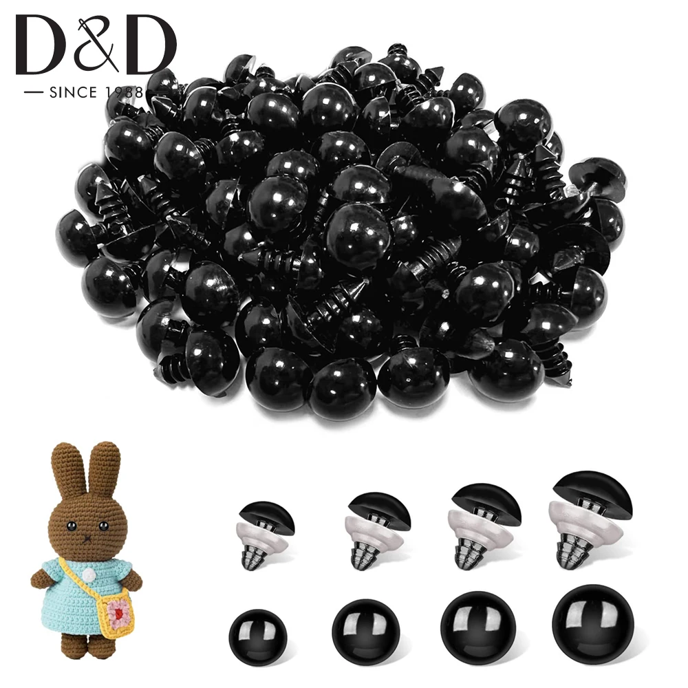 

50Pairs Safety Eyes Black Plastic Eyes Stuffed Crochet Animal Plastic Crafts Doll Making Accessories 6/8/12mm