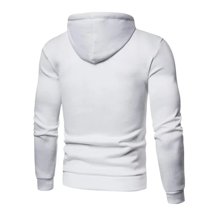 Man wearing hoodie and pants jogging suit in casual spring/fall streetwear style back