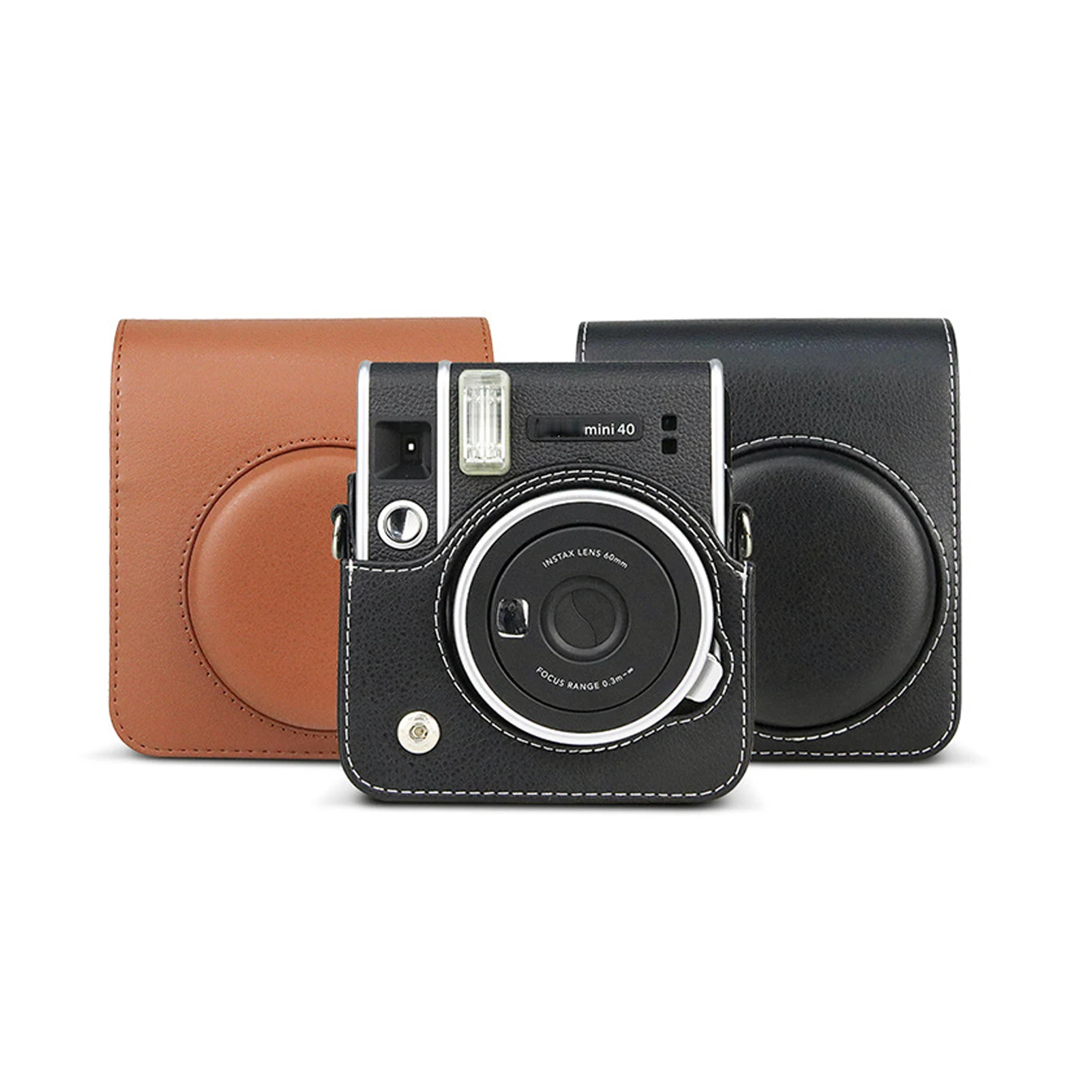 For Fujifilm Instax Mini 40 Retro PU Leather Protection Bag Instant Film Photo Camera Case Cover with Shoulder Removable Strap
