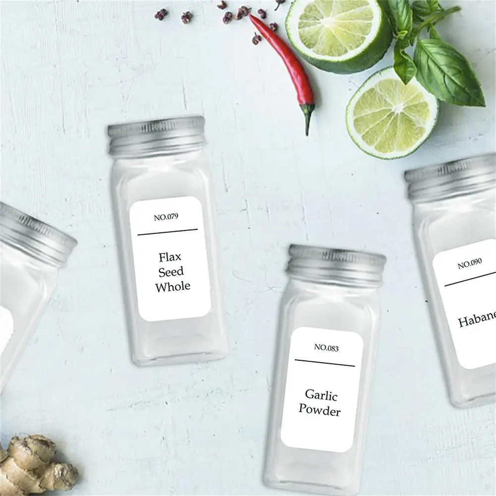 208pcs/8 Sheets French Spice Jar Label Stickers Clear Waterproof