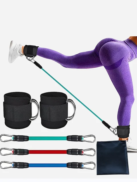 6pcs/Set TPE Resistance Bands Ankle Straps Fitness Booty Band Workout Yoga Gym Equipment Leg Strength Safety Extensions 6