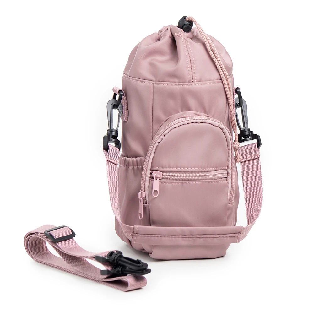 Insulated Water Bottle Tote with Phone Pouch and Adjustable Shoulder Strap