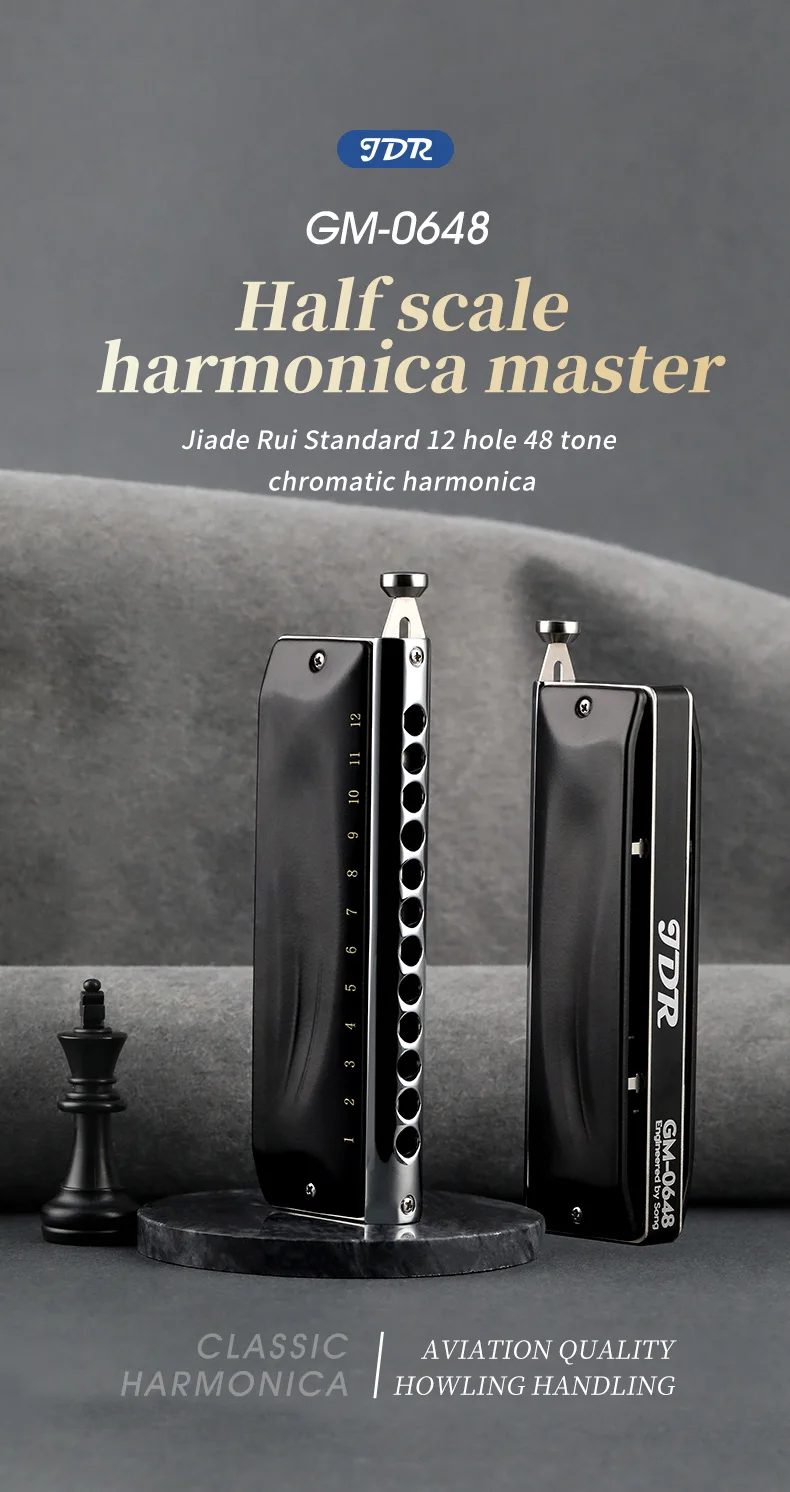 Description Picture 2 of itemJDR 0648Chromatic Harmonica Key of C 12 Holes 48 Tones Professional Mouth Organ Harmonica for Adults, Professionals and Students