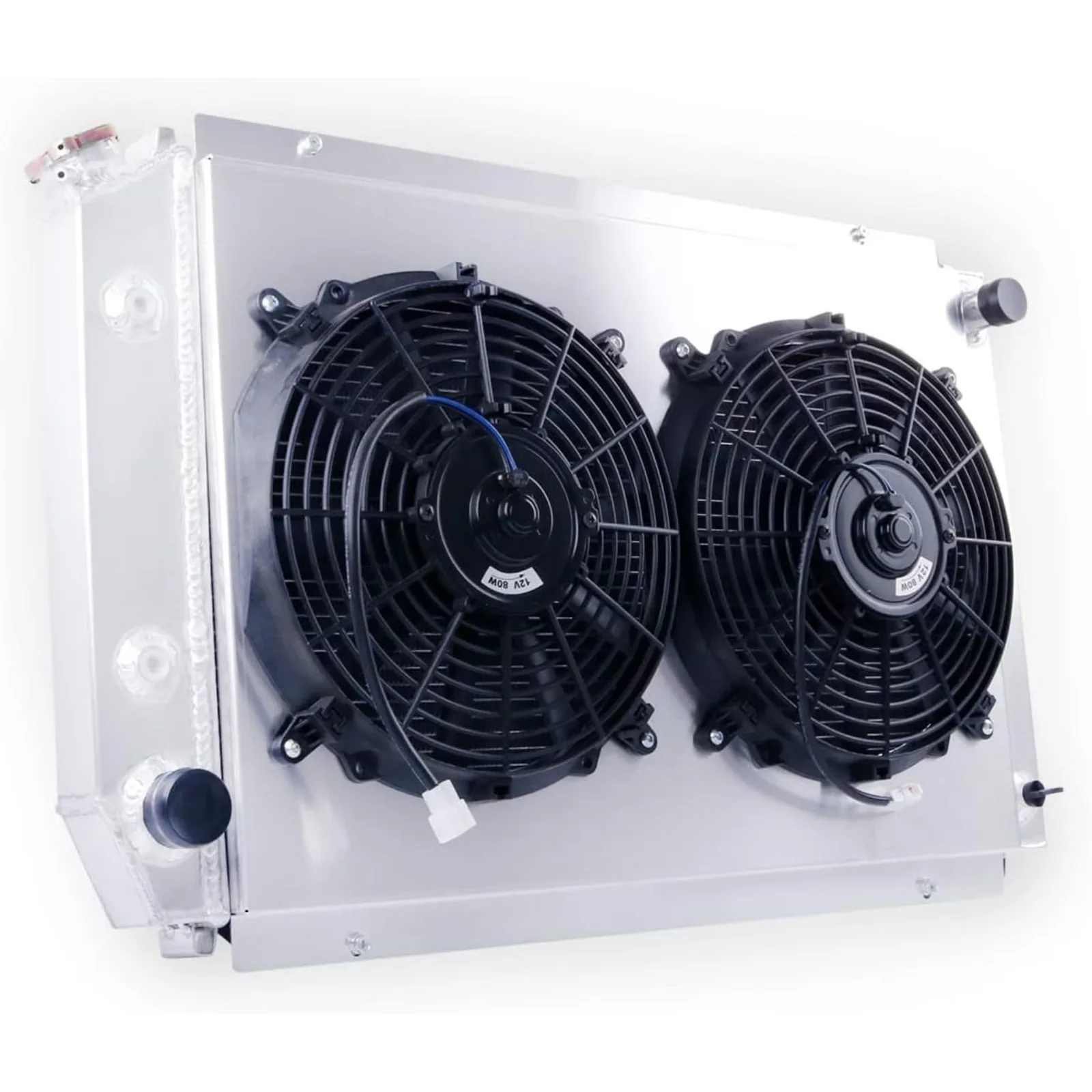 US 3 Rows Full Aluminum Radiator with Shroud Fan (2X12 Inches Dia.) for 1980-1993 1992 1986 Ford Mustang Fairmont Granada
