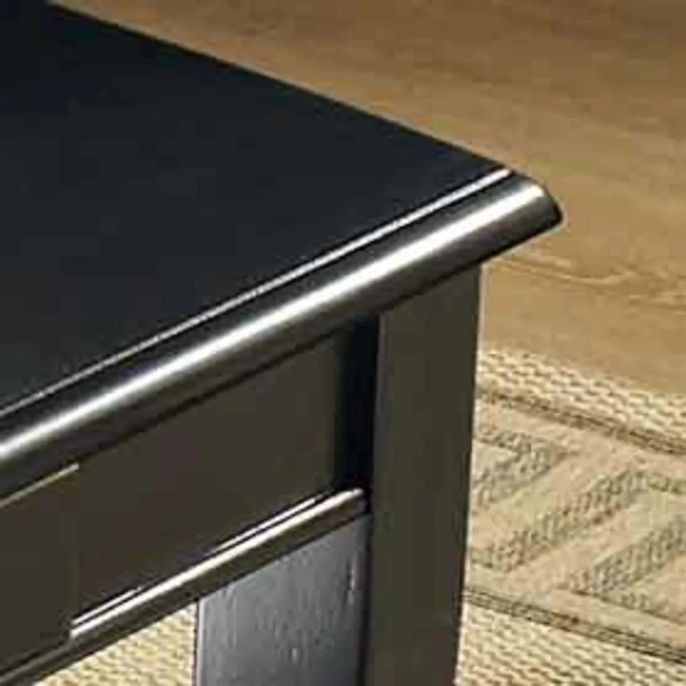 Cassidy Indoor Traditional with Storage and Shelf Rectangle Coffee Table, Black 3
