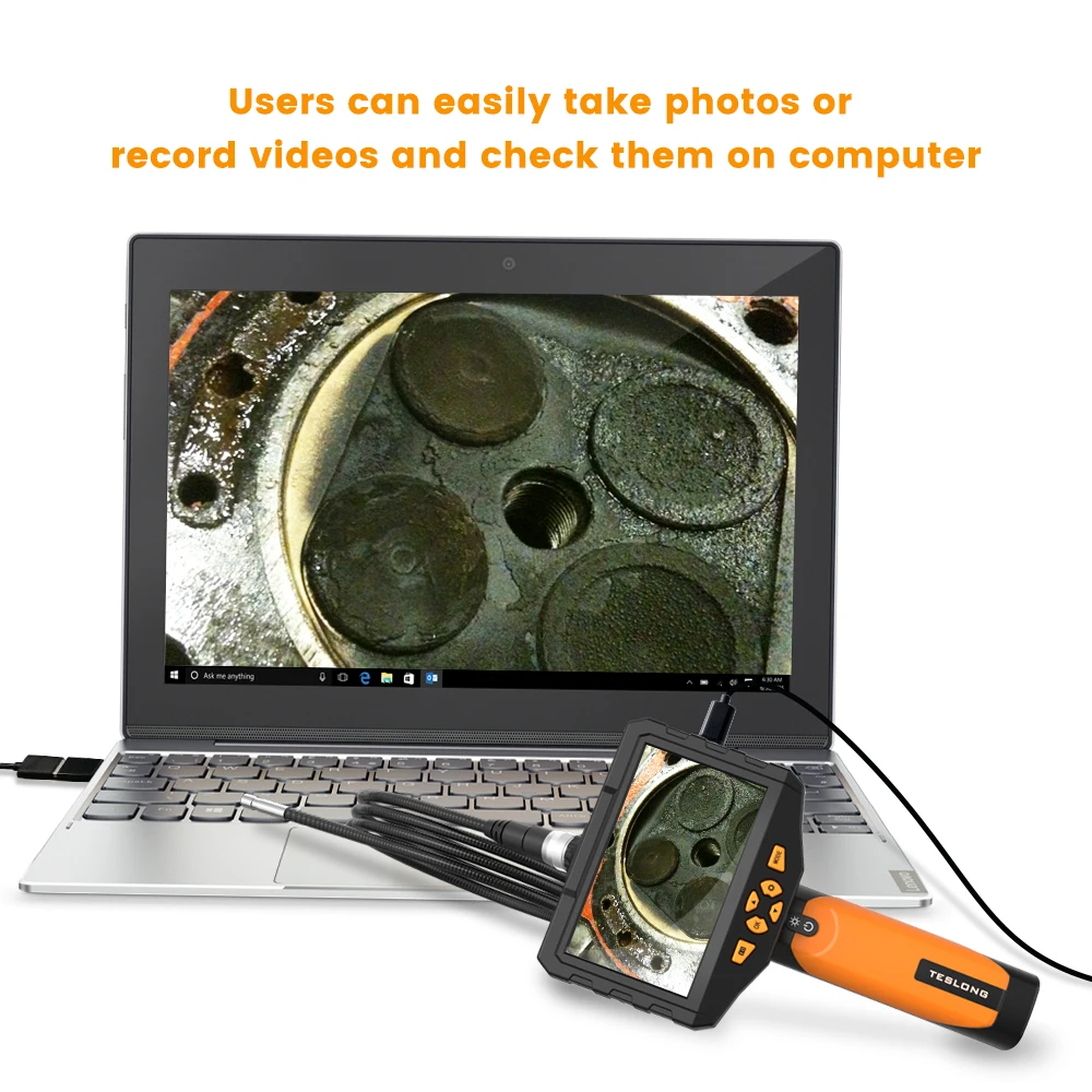 Teslong 5 inches IPS Inspection Camera, Dual Lens Borescope, Endoscope Camera with 7 LEDs, 5000mAh, Flashlight, Case, 32GB 6