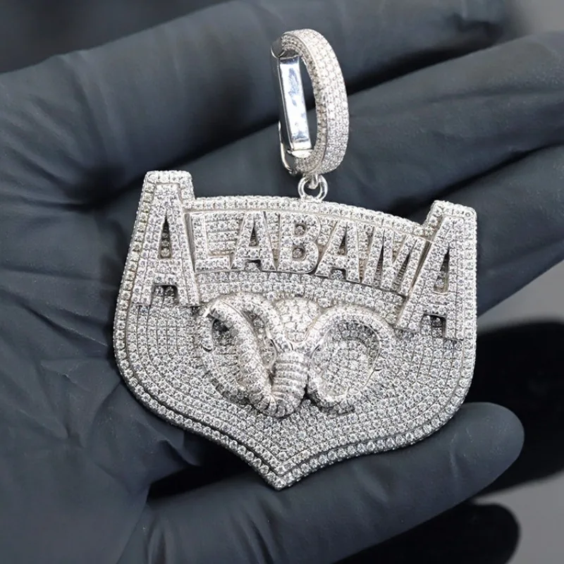 JEWE Custom Iced Out Elephant Pendant Vvs Moissanite Diamonds Pass Diamond Tester Customize Logo Chain Hip Hop Necklace Jewelry