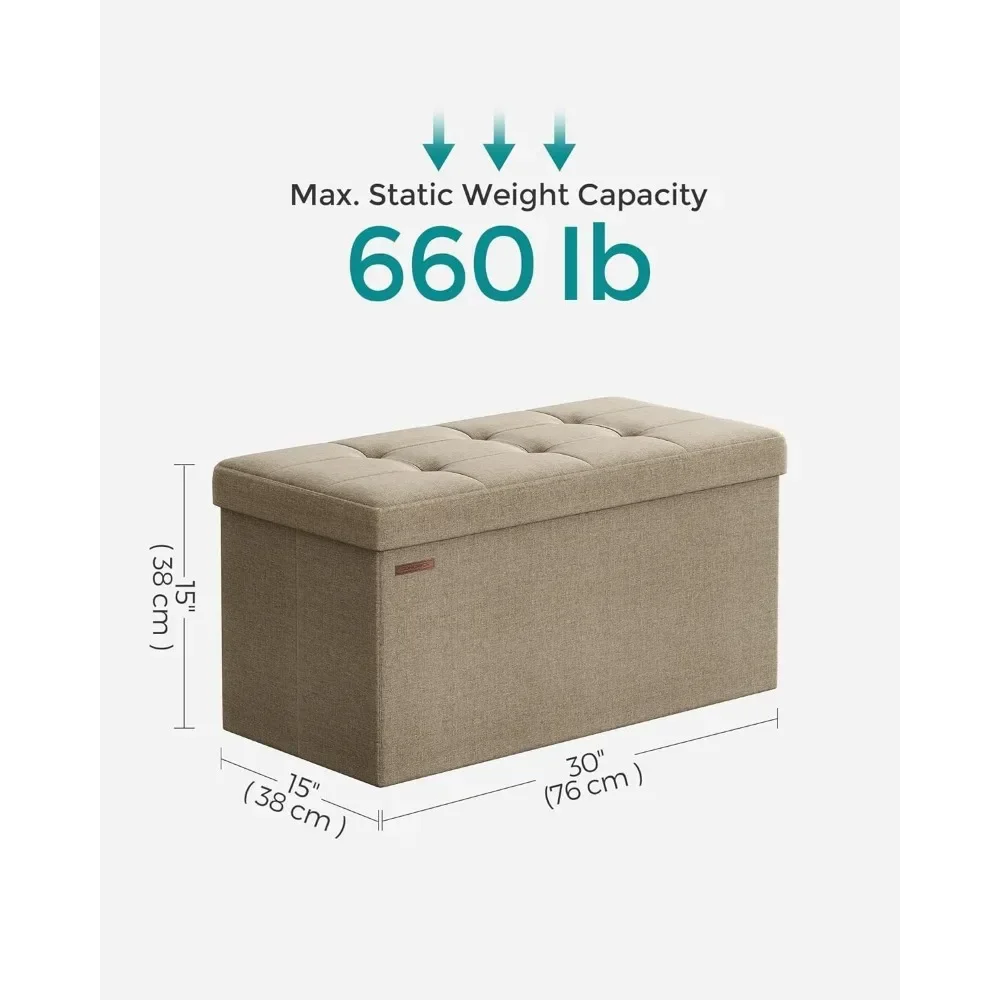 Portable Folding Benches Foot Rest Stool Light Taupe Furniture Storage Chest for Living Room Pouf Chair Home