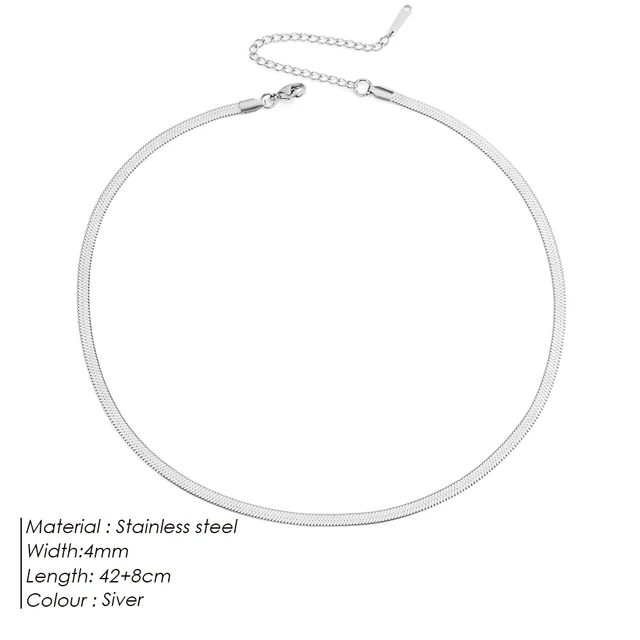 EManco unisexe serpent chaîne collier couleur argent tour de cou en acier inoxydable à chevrons chaîne collier pour femmes bijoux en gros