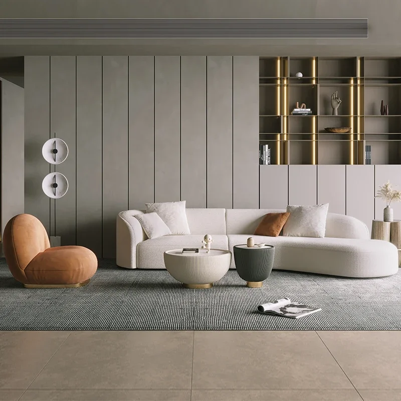 

Curved sofa Nordic technology cloth fabric simple modern luxury designer living room Italian minimalist corner abnormity
