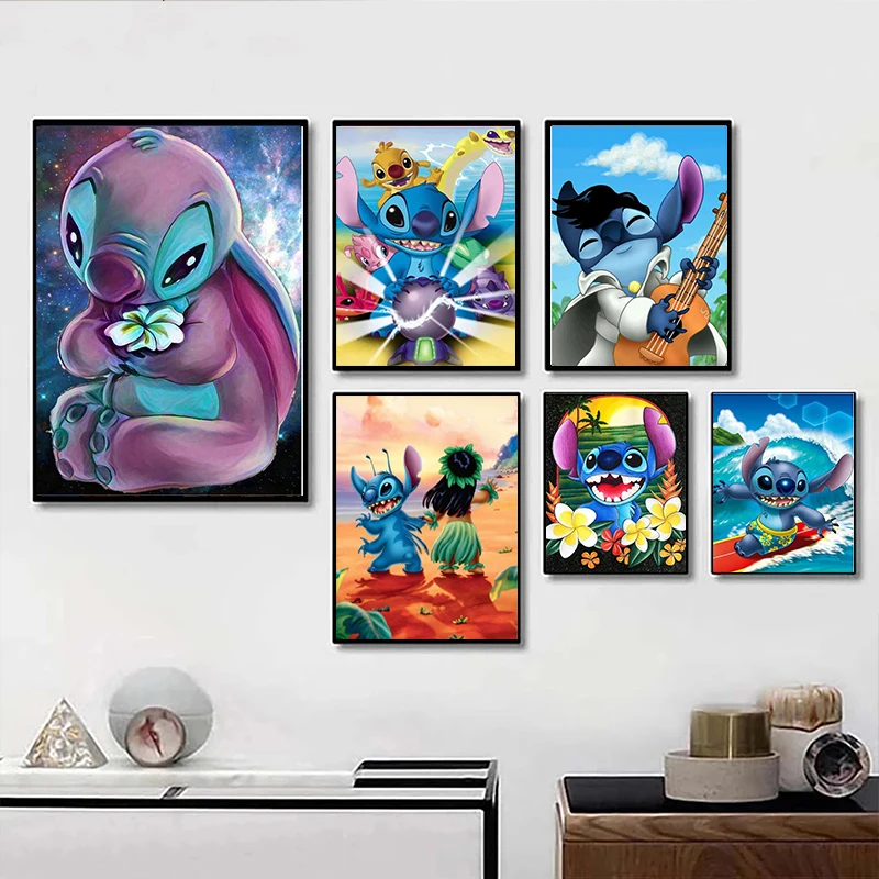 Disney Cartoon Oil Painting By Numbers Cute Lilo and Stitch By Number Paint By Number Suitable