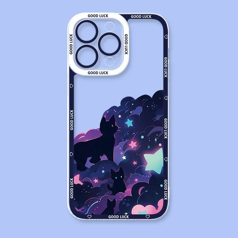 Artistic Starry Night Black Cat Phone Case