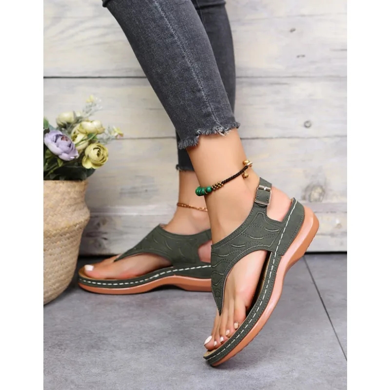 Damen-Sandalen mit Weicher Sohle, Sommer-Schuhe für Frauen, Keilabsatz-Sandalen, Strand-Pantoletten, Damen-Flip-Flops, Sommer-Sandalen – Detail 15
